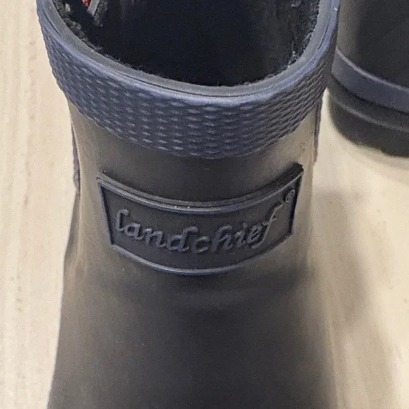 Landcheif Rubber Black Rain Boots with Rainbow Accents - Picture 3 of 5